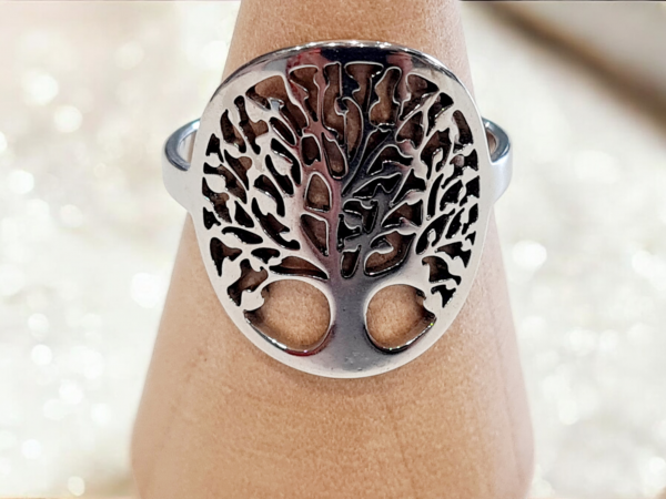 bague arbre de vie acier inoxydable dorée